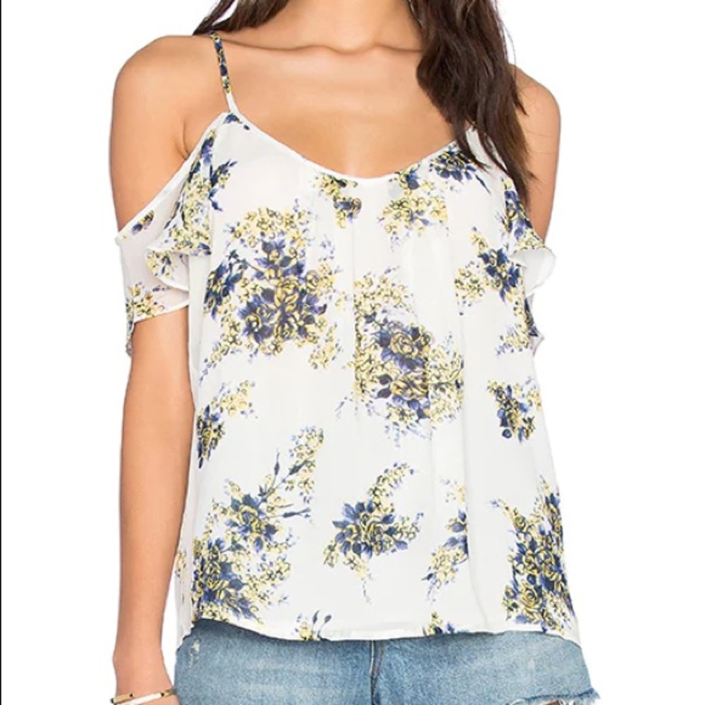 Joie Adorlee B Cold Shoulder Silk Floral Blouse Top